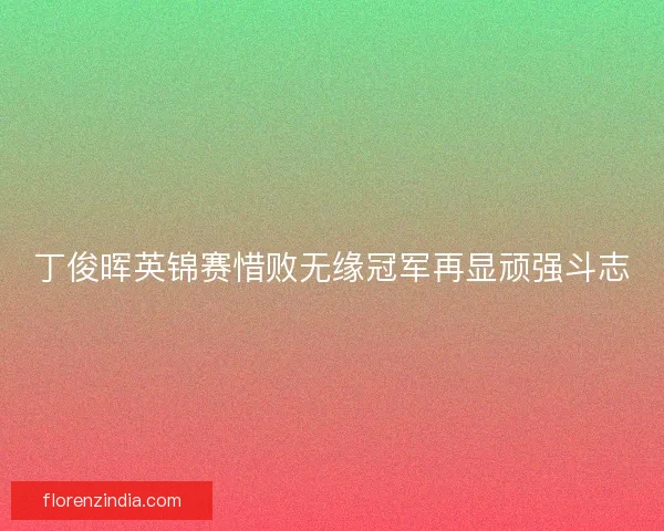 丁俊晖英锦赛惜败无缘冠军再显顽强斗志