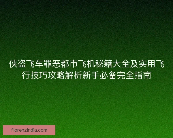 侠盗飞车罪恶都市飞机秘籍大全及实用飞行技巧攻略解析新手必备完全指南