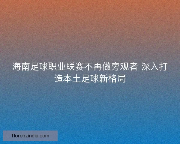 海南足球职业联赛不再做旁观者 深入打造本土足球新格局