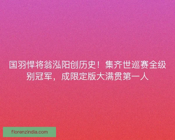 国羽悍将翁泓阳创历史！集齐世巡赛全级别冠军，成限定版大满贯第一人